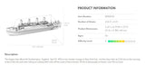Product information for a model ship kit on a white background