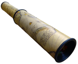 Large pirate scope style kaleidoscope with "old world" map pattern