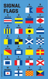 Signal flags from A-Z on blue background.