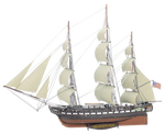 Metal model of the USS Constitution ship 