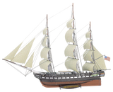 Metal model of the USS Constitution ship 