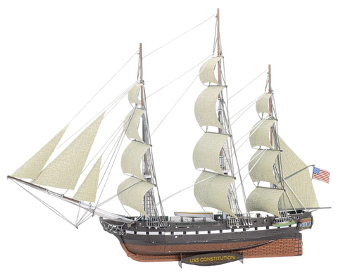 Metal model of the USS Constitution ship 