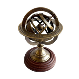 A brass and wood armillary sphere decorative model 