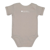 Titanium baby onesie with white logo of Independence Seaport Museum