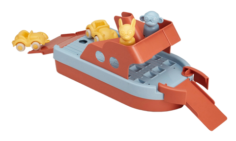 Toy boat with colorful animal figures 