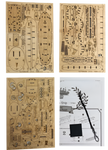 Unassembled wooden cruise ship puzzle and instructions