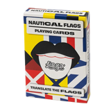 Box of nautical flags playing cards with Lingo branding and nautical flags pictured on packaging
