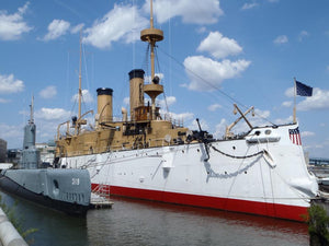 Cruiser OLYMPIA, Submarine BECUNA at Independence Seaport Museum.  Penns Landing Philadelphia.