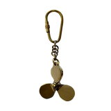 Bronze ship propeller charm on a carabiner keychain