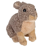 Plush toy rabbit with brown and beige fur 
