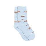 Light blue socks with otter pattern on a white background