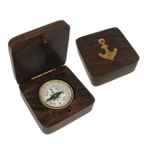 Wooden compass with anchor emblem 