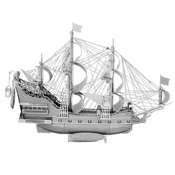 Assembled metal ship model of Queen Anne's Revenge 
