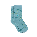 Pair of blue socks with sea turtle design