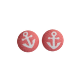 Anchor Fabric Button Earrings