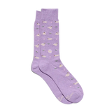 Pair of purple socks with white swans