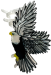 Decorative eagle hair clip with yellow accents.