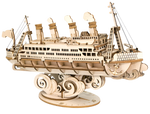 Assembled wooden cruise ship puzzle