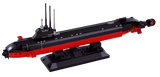 Model of a submarine on a white background