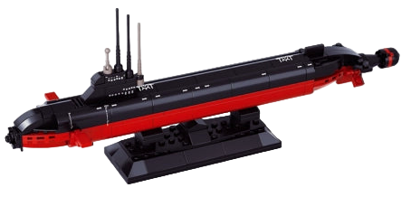 Model of a submarine on a white background