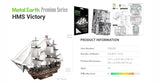 Metal Earth HMS Victory model kit with packaging and product information 