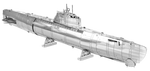 Assembled metal German U-Boat model