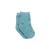 Pair of blue socks with turtle design