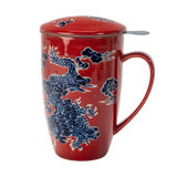 Red mug with blue dragon 
