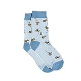 Light blue socks with bee pattern