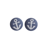 Anchor Fabric Button Earrings