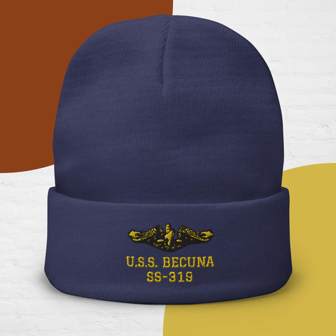 Submarine BECUNA with Dolphins - Embroidered Knit Cap